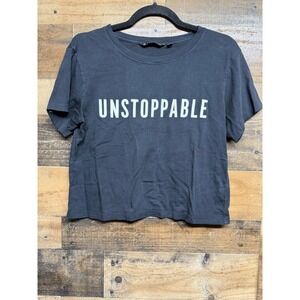 Athleta Unstoppable Graphic Tee Shirt Black Short Sleeve Womens Small